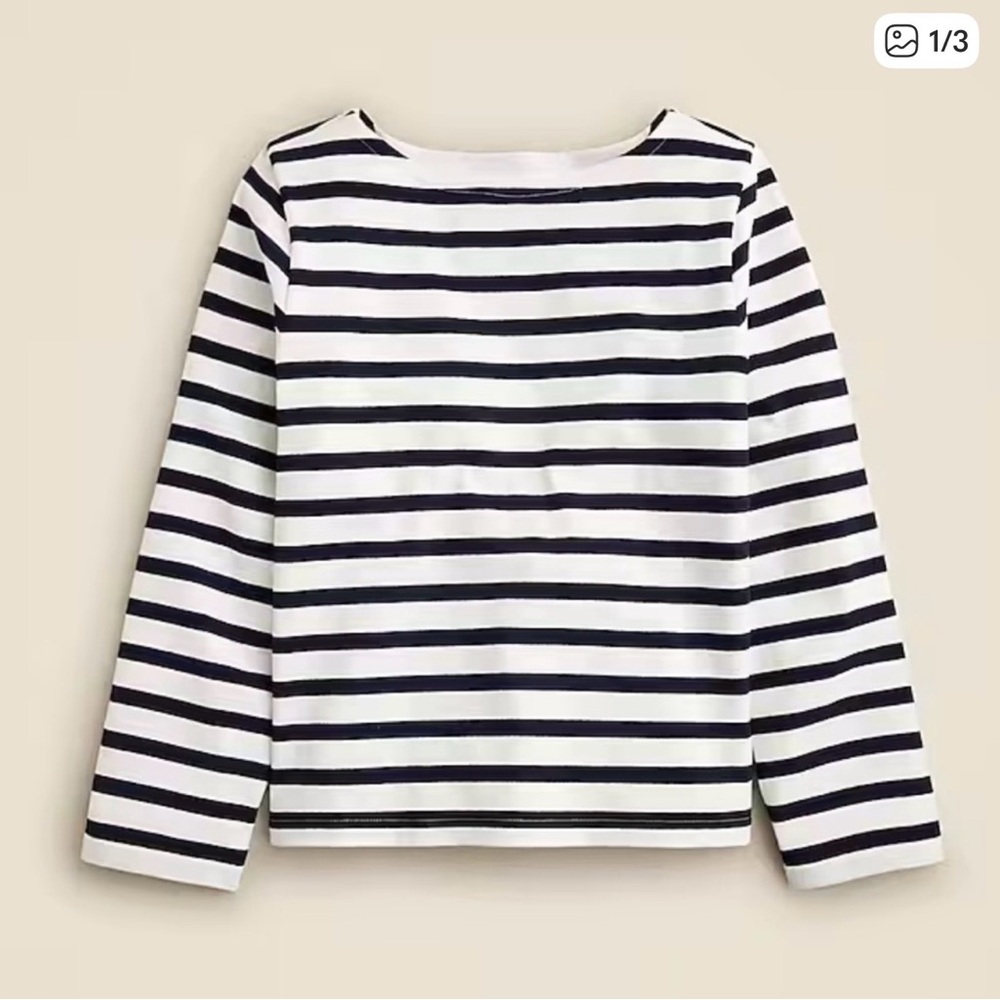 J. Crew Navy and White Striped Long Sleeve Tee